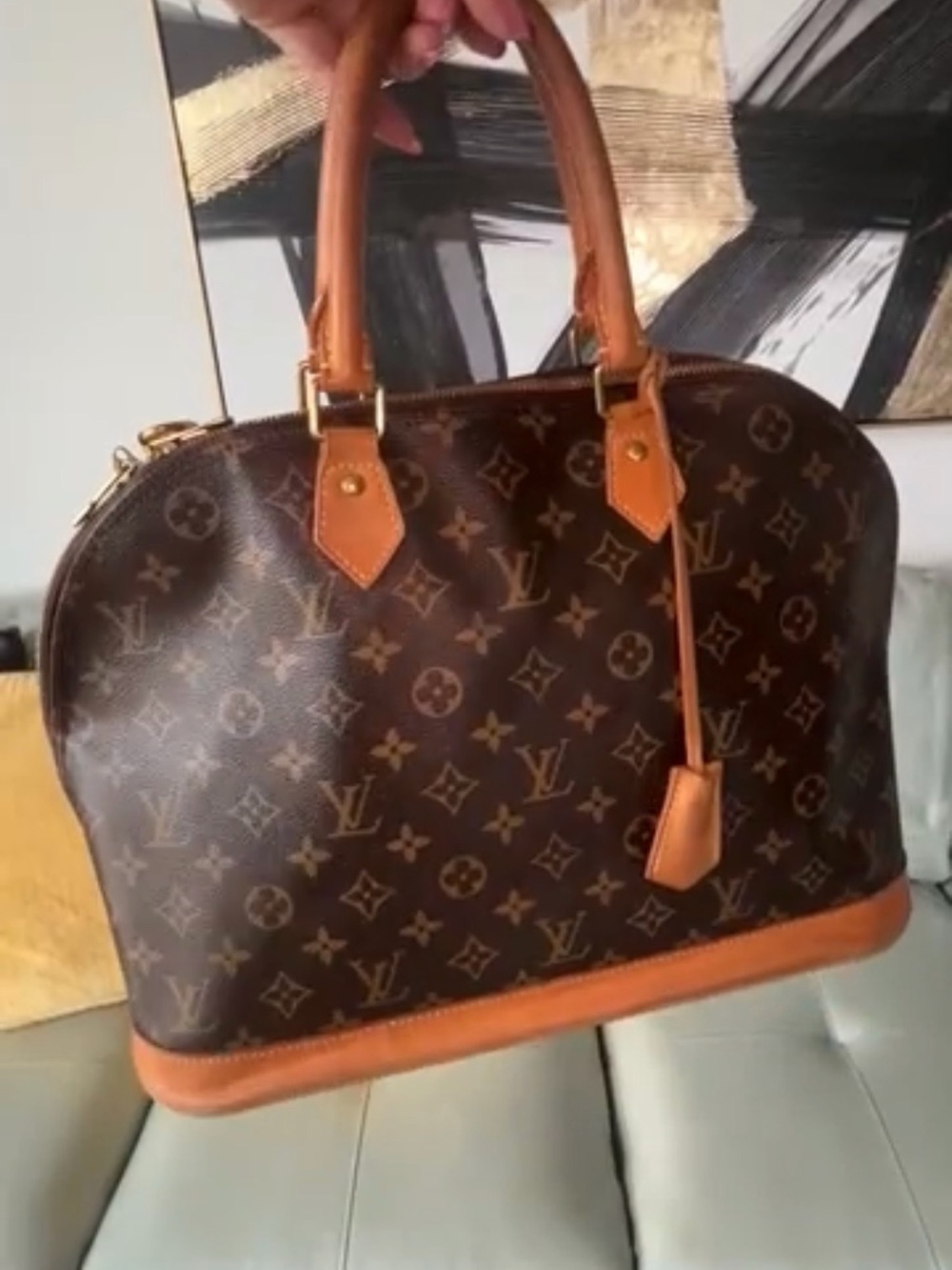 Louis Vuitton EXTRA LARGE RARE Alma Tote bag with bottom studs Authentic